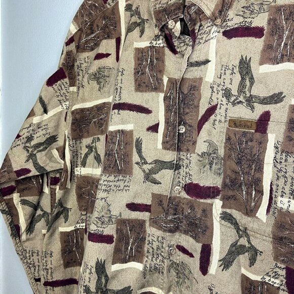 WOOLRICH Original Outdoor Button Down Shirt Mens Size XL Sage Birds Trees Cotton - Picture 4 of 10